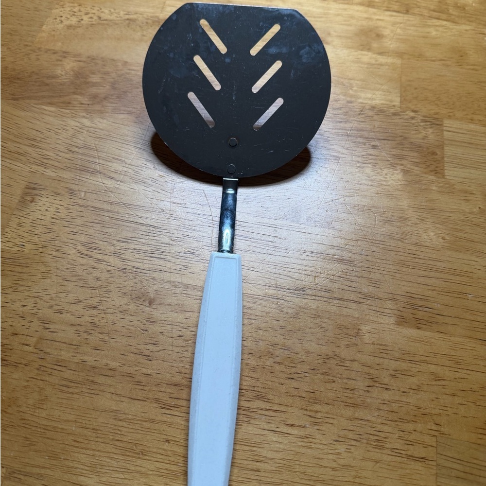 Stainless Steel Slotted Turner with White Handle